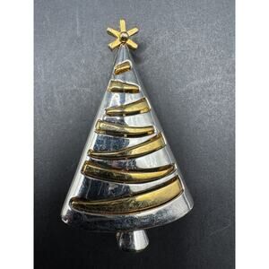 Vintage Signed Alison Reed Gold And Silver Tone Christmas Tree Brooch Pin 2.50"